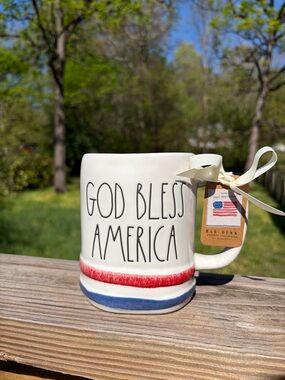 Rae Dunn “God Bless America” Mug 🇺🇸 Farmhouse Patriotic Coffee Cup